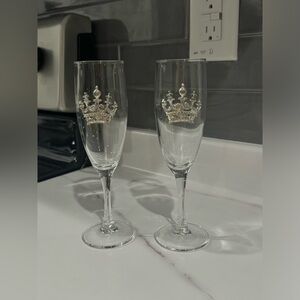 Beautiful glass crown champagne flutes